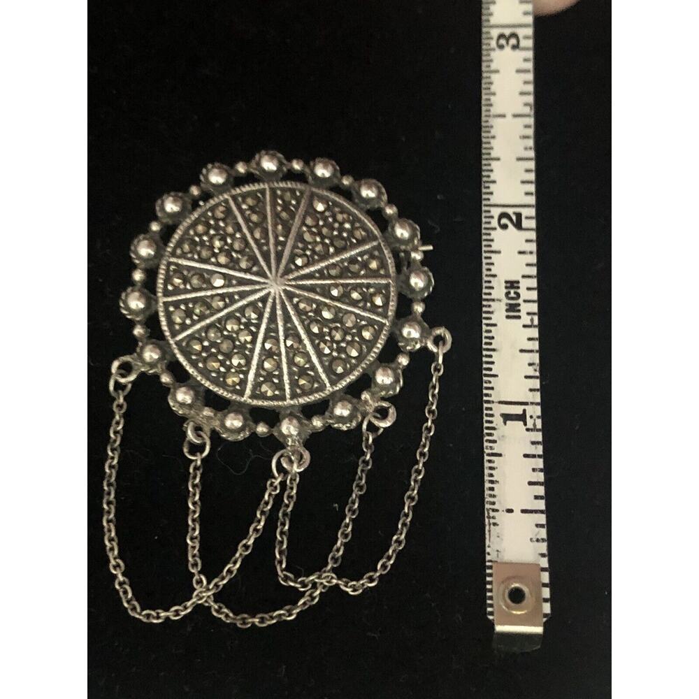 Sterling Silver Judith Jack
Marcasite Dangle Brooch Boho 925 Signed - Picture 6 of 7